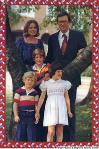 ["The 1977 Rockefeller family holiday card reads, \"Joy.\" Pictured are Jay, Sharon, Valerie, Jamie (John), and Charles Rockefeller. It was Jay Rockefeller's first year as governor of West Virginia."]%