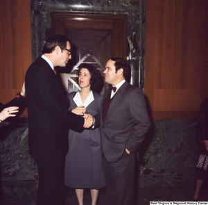 ["Unidentified supports shake hands and speak with Senator John D. (Jay) Rockefeller following his Senate Swearing-In Ceremony."]%