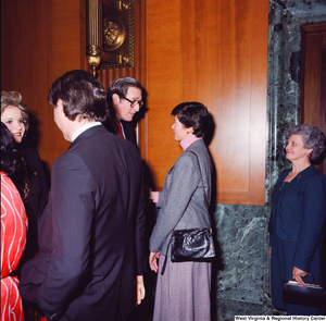 ["Senator John D. (Jay) Rockefeller shakes hands with an unidentified supporter at the Senate Swearing-In Ceremony."]%