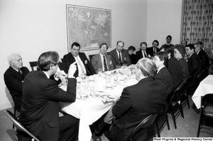 ["Senator John D. (Jay) Rockefeller speaks to representatives from West Virginia hospitals during a breakfast reception in the Senate."]%