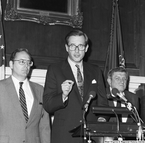 ["Senator John D. (Jay) Rockefeller speaks during an event with the Coalition for a Competitive America."]%