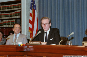 ["Senator John D. (Jay) Rockefeller speaks during a Commerce Committee hearing."]%