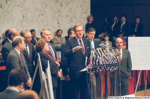 ["Senator John D. (Jay) Rockefeller speaks at a Pepper Commission press conference."]%