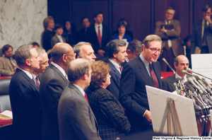 ["Senator John D. (Jay) Rockefeller stands at a Pepper Commission press event."]%