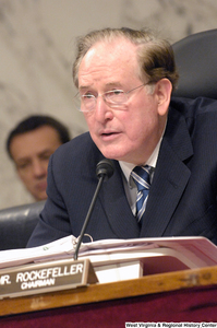 ["Senator John D. (Jay) Rockefeller listens to testimony during a Senate Select Committee on Intelligence hearing."]%