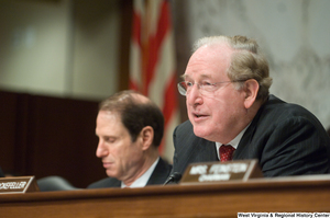 ["Senator John D. (Jay) Rockefeller listens to testimony at a Senate Select Committee on Intelligence hearing."]%