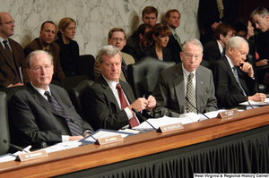 ["Senators John D. (Jay) Rockefeller, Max Baucus, and Charles Grassley listen to testimony at a Finance Committee executive session to consider health care reform."]%