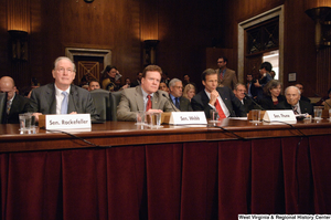 ["Senator John D. (Jay) Rockefeller sits with Senators Jim Webb and John Thune at an Energy Committee hearing."]%