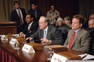 ["Senator John D. (Jay) Rockefeller asks a question during a Senate Energy Committee hearing."]%