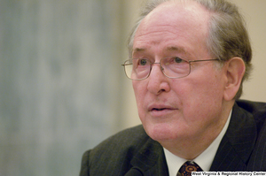 ["Senator John D. (Jay) Rockefeller at a Commerce Committee hearing."]%