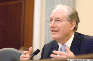 ["Senator John D. (Jay) Rockefeller speaks during a Commerce Committee hearing."]%