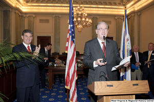 ["Senator John D. (Jay) Rockefeller speaks at an event for Senator Joe Manchin."]%