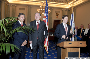 ["Carte Goodwin speaks at the Swearing-In Ceremony for Senator Manchin."]%