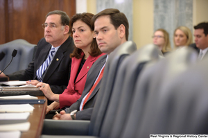 ["Senators Marco Rubio, Kelly Ayotte, and John Boozman listen to testimony during a Senate Commerce Committee hearing titled \"Safeguarding Our Future: Building a Nationwide Network for First Responders.\""]%