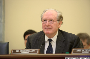 ["Senator John D. (Jay) Rockefeller chairs a Commerce Committee hearing."]%