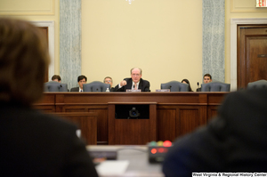 ["Senator John D. (Jay) Rockefeller chairs a Commerce Committee hearing."]%