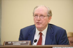 ["Chairman John D. (Jay) Rockefeller sits at a Commerce Committee hearing."]%