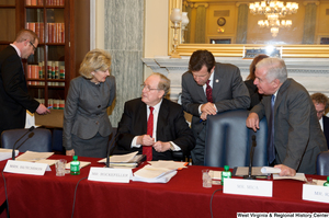 ["Senators Kay Hutchison and John D. (Jay) Rockefeller and Congressman Rahall speak at a Commerce Committee event."]%