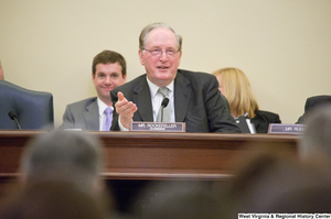 ["Senator John D. (Jay) Rockefeller speaks during a Commerce Committee hearing."]%