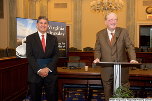 ["Senator John D. (Jay) Rockefeller speaks at a West Virginia Wednesday event in the Senate."]%