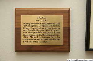 ["\"Iraq: April 2003 During Operation Iraqi Freedom, the 459th Engineer Company (Multi-Role Bridge Company), an Army Reserve unit from Bridgeport, West Virginia, lays a bridge across the Diyala River under enemy fire for the spearhead units of the I Marine Expeditionary Force. The bridge enabled the Marines to cross the river and enter Baghdad.\""]%