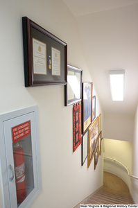 ["This photo shows the stairwell in Senator John D. (Jay) Rockefeller's office."]%