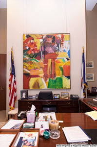 ["This photograph shows the artwork hanging behind Senator Rockefeller's desk."]%