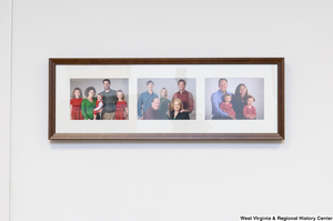 ["Three Rockefeller family photographs hang on a wall in Senator John D. (Jay) Rockefeller's office."]%