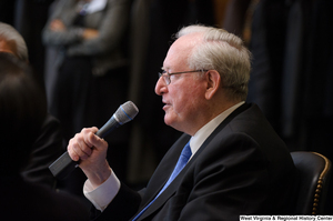 ["Senator John D. (Jay) Rockefeller speaks at a Welcome to Washington luncheon."]%