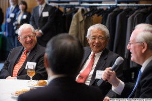 ["Senator John D. (Jay) Rockefeller speaks to industry leaders at a Welcome to Washington luncheon."]%