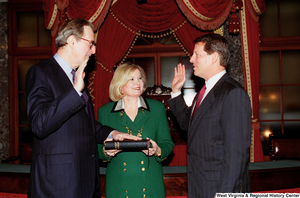 ["Vice President Al Gore administers the oath of office to Senator John D. (Jay) Rockefeller."]%