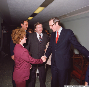 ["Senator John D. (Jay) Rockefeller greets unidentified supporters after his Senate Swearing-In Ceremony."]%