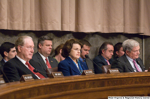 ["Senators John D. (Jay) Rockefeller and Dianne Feinstein sit at the nomination hearing for Leon Panetta to become the Director of the Central Intelligence Agency."]%
