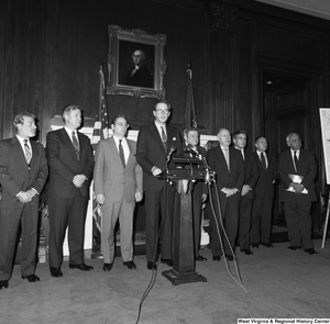 ["Senator John D. (Jay) Rockefeller standing with members of the Coalition for a Competitive America."]%