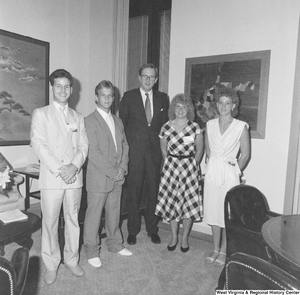 ["Senator John D. (Jay) Rockefeller stands with four students participating in the National Young Leaders Conference."]%