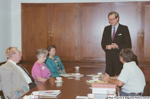 ["Senator John D. (Jay) Rockefeller speaks to a group of West Virginia health provider advocates about long-term care."]%
