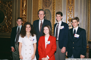 ["Senator John D. (Jay) Rockefeller stands with five West Virginia students who are participating in the National Young Leaders Conference."]%