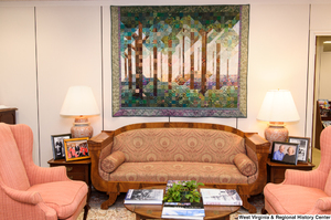 ["This photo is of a couch and two chairs in Senator John D. (Jay) Rockefeller's office."]%