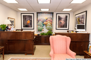 ["The photo shows the two reception desks in Senator John D. (Jay) Rockefeller's office."]%