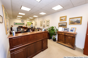 ["This photo shows the area outside Senator Rockefeller's personal office."]%