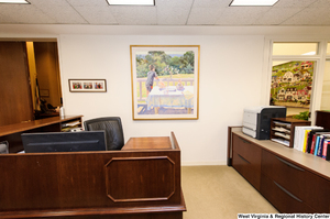 ["This photograph shows a staff desk area outside the personal office of Senator John D. (Jay) Rockefeller."]%
