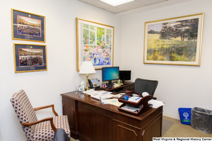 ["This photo shows a staffer's desk space inside Senator John D. (Jay) Rockefeller's office."]%
