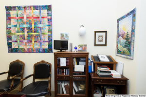 ["This photo shows a corner in the office of Senator Rockefeller's Chief of Staff."]%