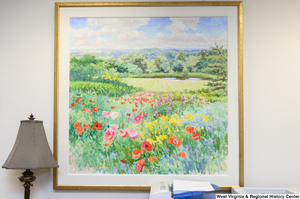 ["A painting of a field of flowers hangs in the office of Senator John D. (Jay) Rockefeller's office."]%