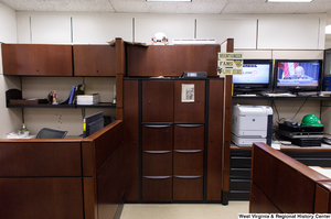 ["Filing cabinets sit in the press area of Senator John D. (Jay) Rockefeller's office."]%