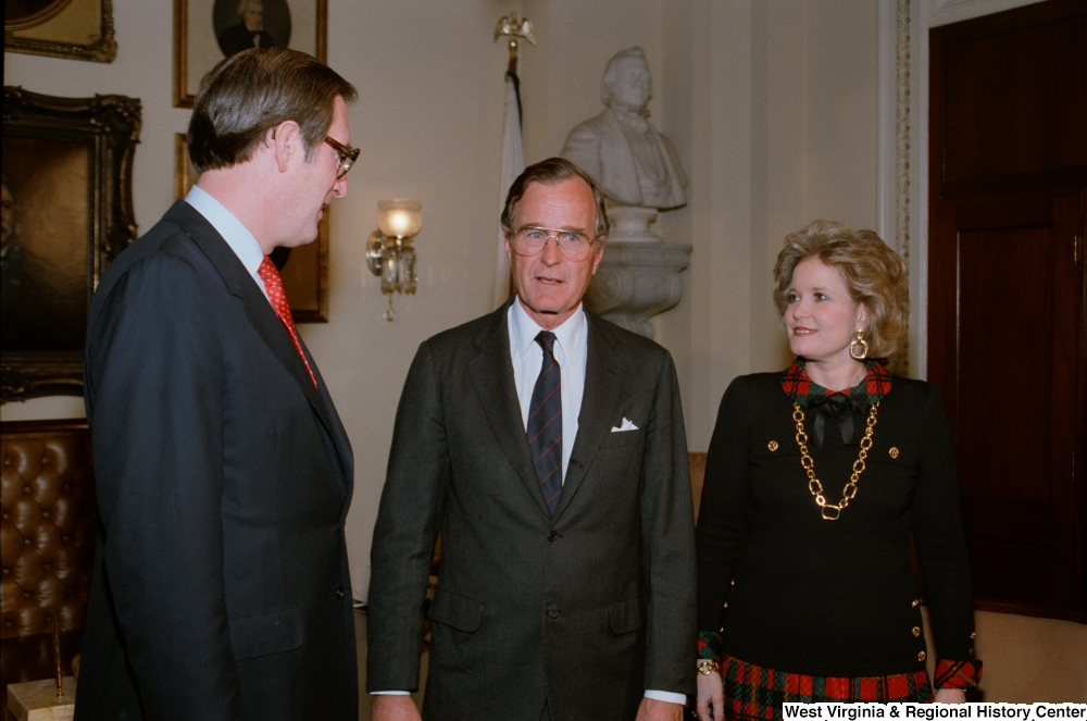 ["Photograph of Senator Rockefeller with Vice President George H.W. Bush and Sharon Rockefeller at the Senate Ceremonial Swearing-In"]%