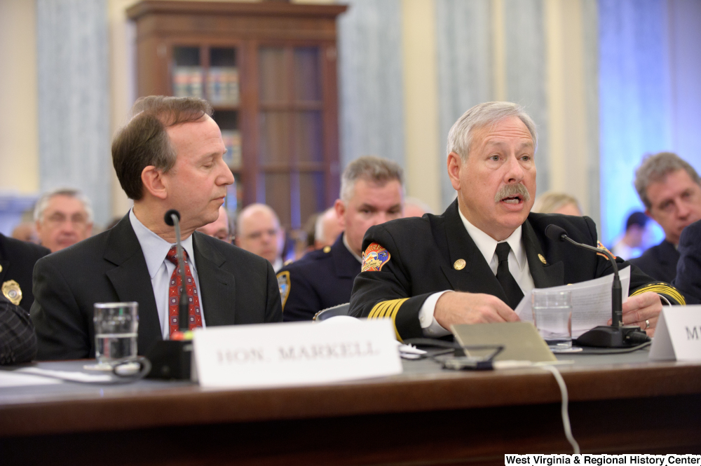 ["Delaware Governor Jack Markell and North Las Vegas Fire Chief Al Gillespie testify at a Commerce Committee hearing titled \"Safeguarding Our Future: Building a Nationwide Network for First Responders.\""]%