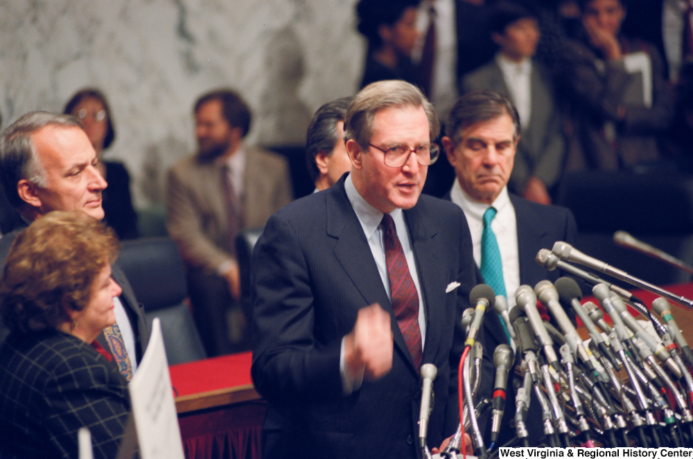 ["Senator John D. (Jay) Rockefeller speaks at a Pepper Commission press event."]%