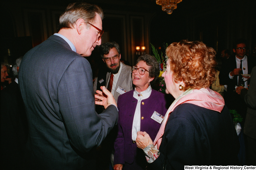 ["Senator John D. (Jay) Rockefeller talks with people at the Celebrating Telemedicine event in the Senate."]%