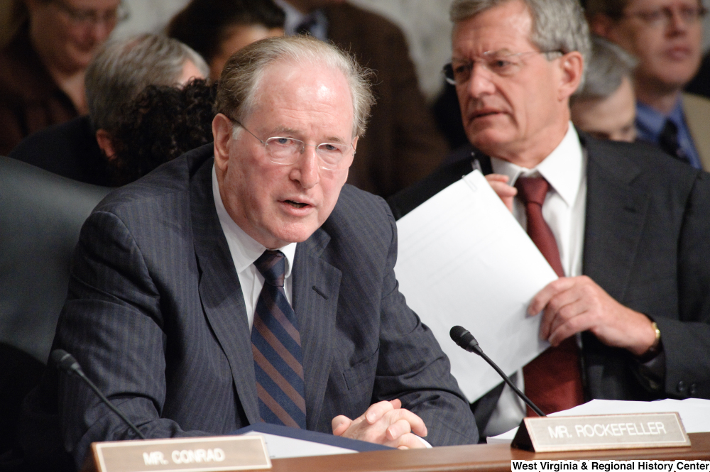 ["Senator John D. (Jay) Rockefeller speaks at a Finance Committee hearing."]%